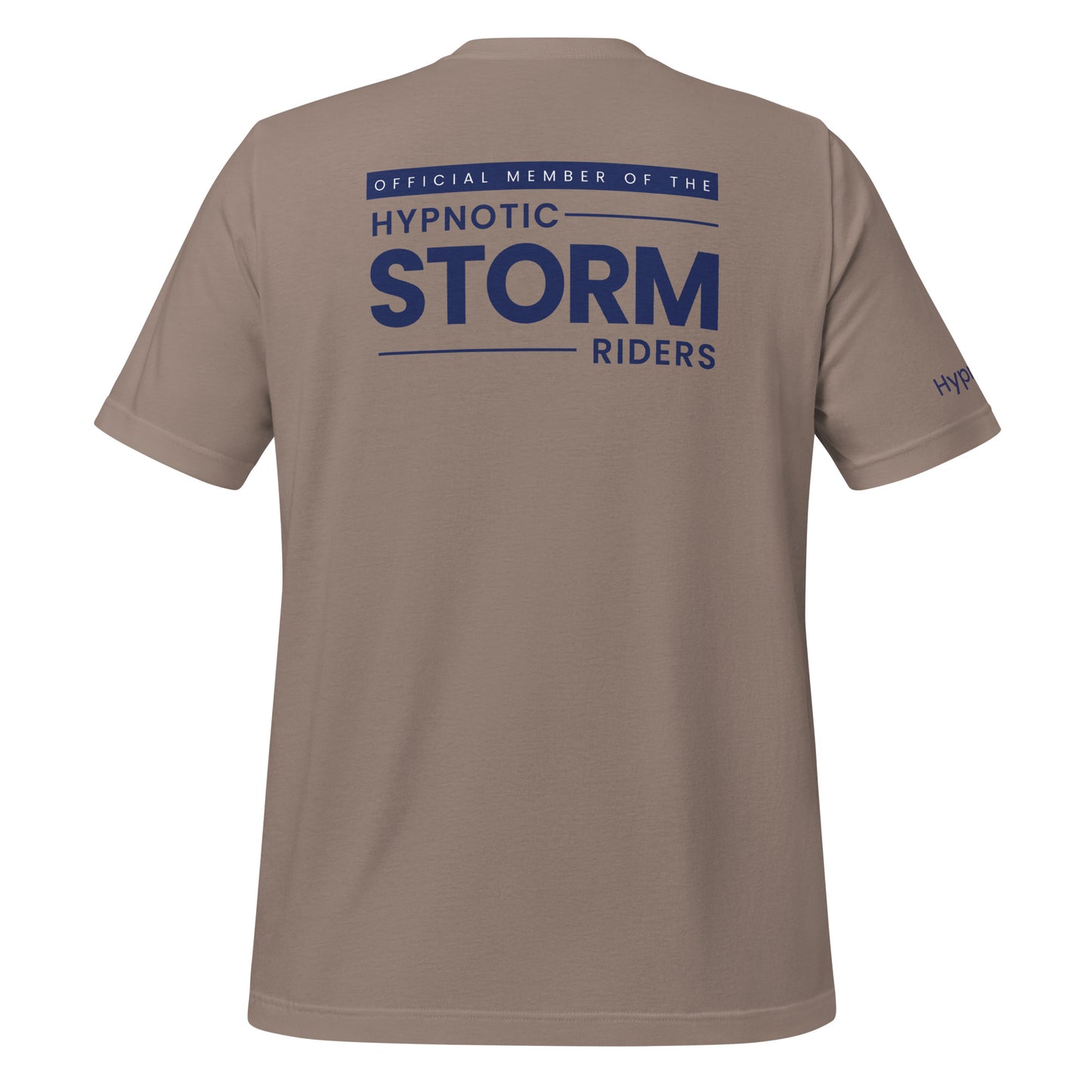 Official StormRider Mike Mandel Hypnosis Assorted Colors Unisex Cotton T-Shirt Dark Logo Light Background - Hypnotist on sleeve