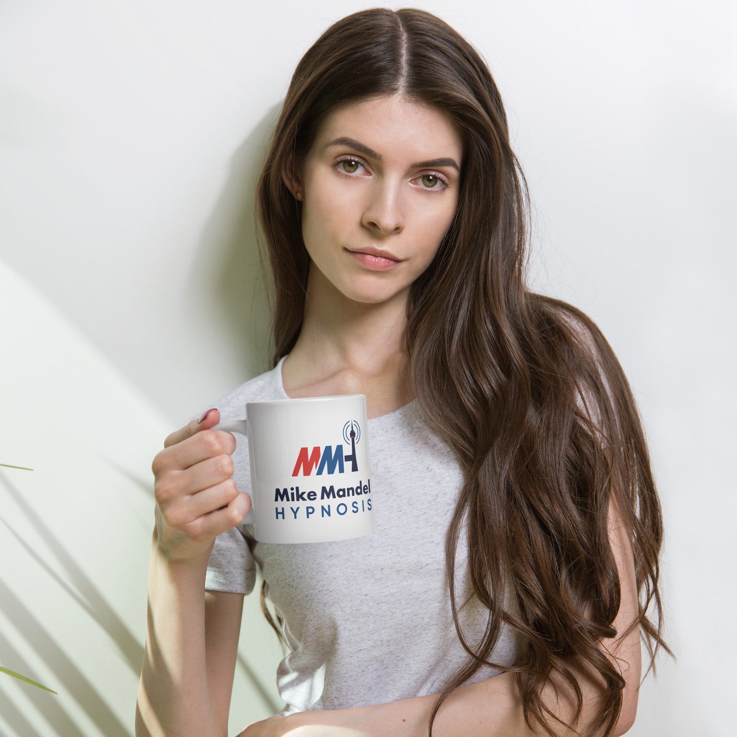 Mike Mandel Hypnosis Colored Logo White Glossy Mug