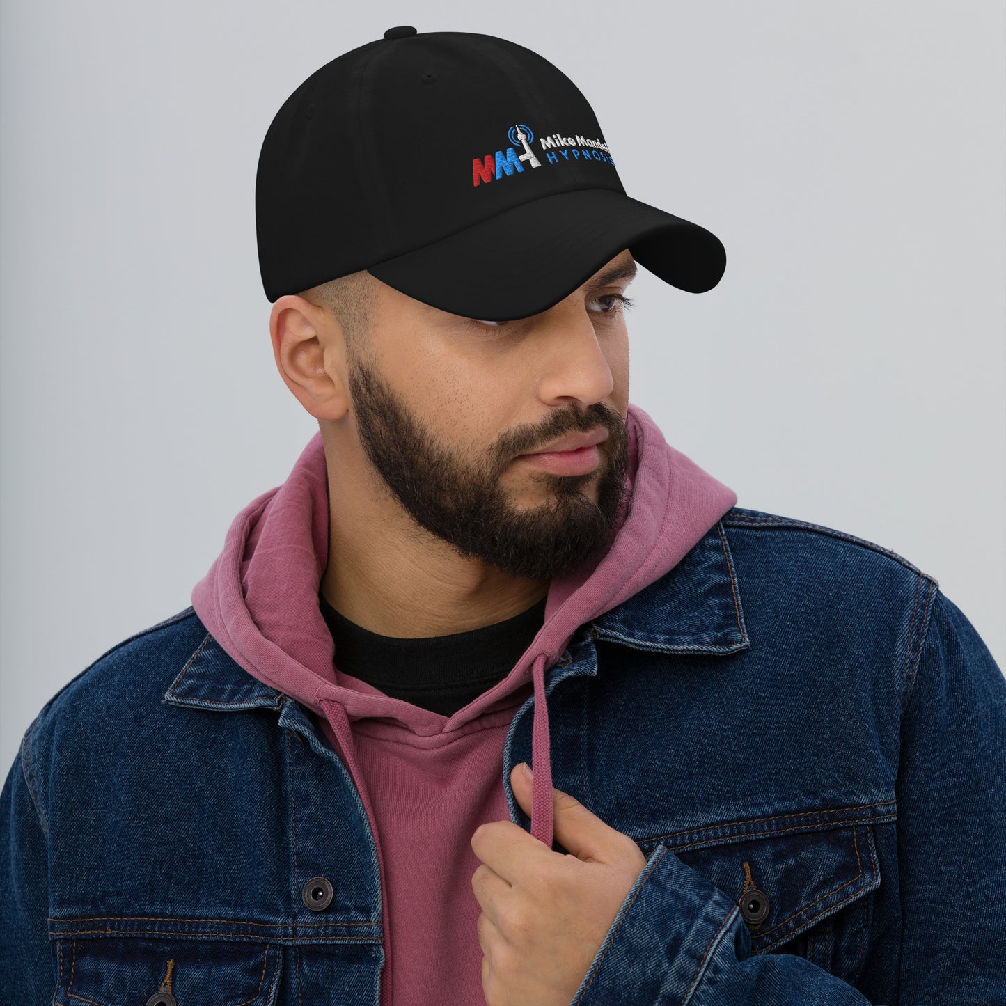 Mike Mandel Hypnosis Colorful Logo Dad Hat Dark Background