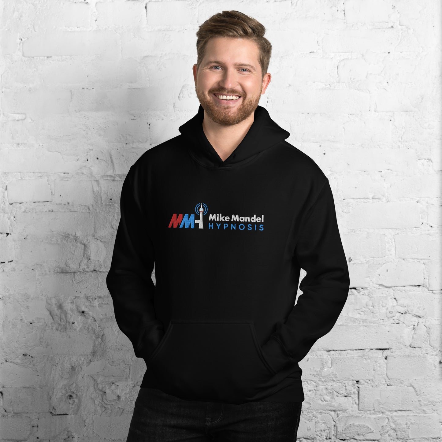 Simple Mike Mandel Hypnosis Hoodie Colored Logo Dark